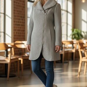 Jessica Simpson Light Gray Cowl Neck Sweater Coat
